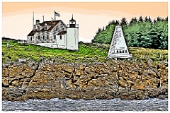 Tenants Harbor Lightouse in Maine - Digital Painting